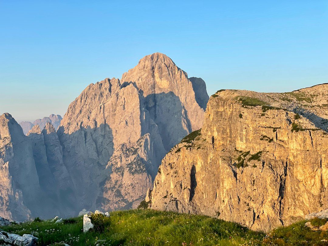 A view of a mountain range in the distance
